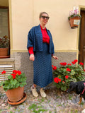 Gonna del Completo Kimono blu e rosso