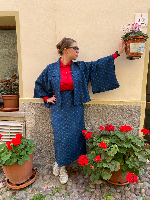 Completo Kimono blu e rosso