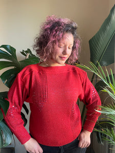 Maglione rosso paillettes