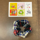 Scrunchie tartan rosso blu e verde