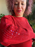 Maglione rosso paillettes